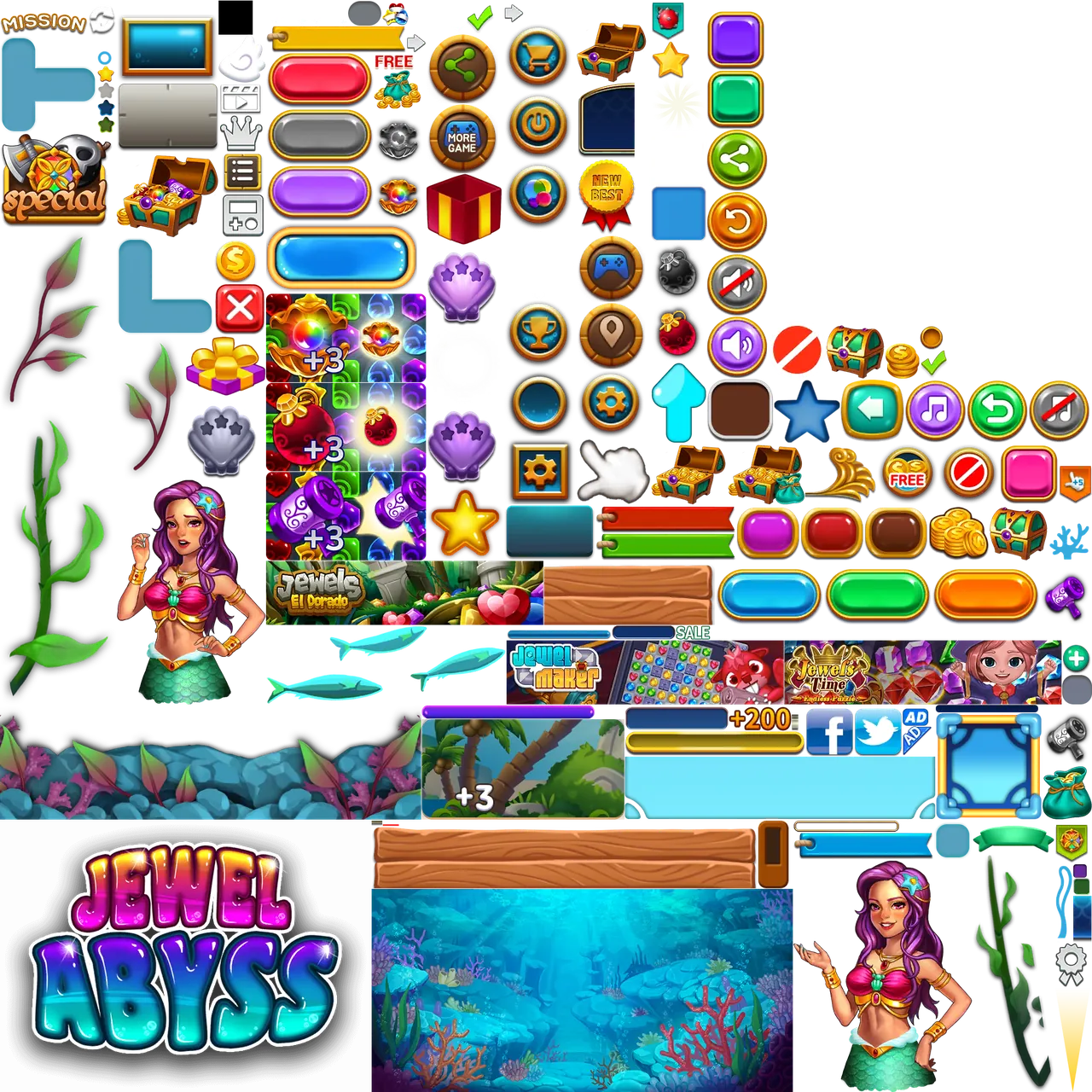 Jewel Abyss: Match3 puzzle Assets